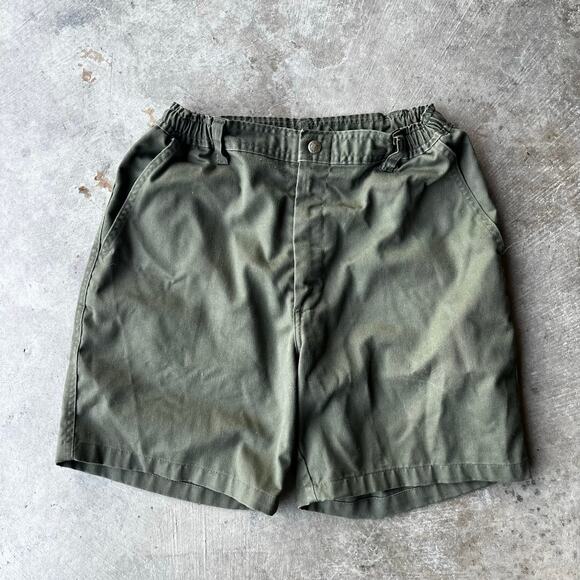 Vintage Boy Scouts of America Cargo Shorts Green Uniform Snap Pockets WAIST 33 - Picture 1 of 5